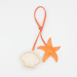 Cute PU Leather Ocean Starfish Seashell Keychain Pendant Summer Beach Bag Charm Car Hanging Ornament For Daily Travel