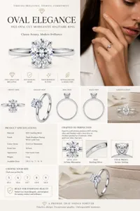 S925 sterling silver oval cut moissanite ring one carat solitaire engagement ring for women