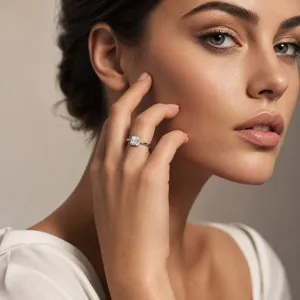 Anello in Moissanite Taglio Asscher in Argento Sterling 925 Design di Nicchia Anello di Fidanzamento Minimalista Gioielli Geometrici Regalo per Donna