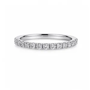 925 sterling silver half eternity ring featuring sparkling paved CZ stones, delicate stackable design.