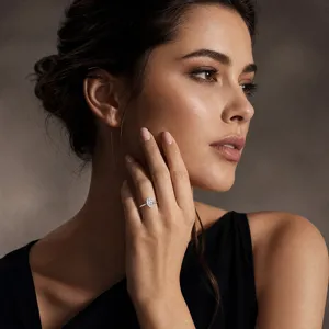 Stunning 1 carat marquise moissanite ring in sterling silver, elegant classic diamond jewelry.