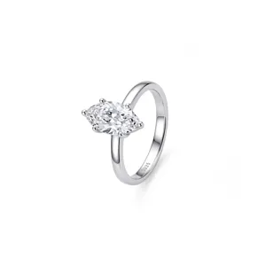 Details of 1 carat marquise moissanite ring in S925 silver, classic fashion jewelry.