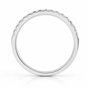 Elegant half-eternity sterling silver stacking ring with sparkling pave cubic zirconia.