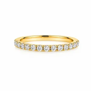 925 sterling silver half eternity ring stacking dainty pave cz diamond band detail.