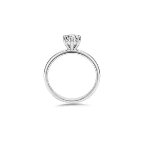 Classic 1 carat moissanite six prong solitaire ring in sterling silver elegant jewelry