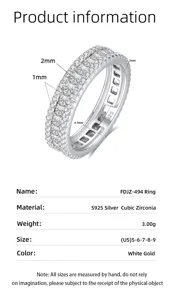 Anello eternity donna in argento S925 con zircone cubico taglio principessa brillante