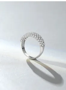 S925 silver wide pave cubic zirconia ring luxury sparkling fashion jewelry detail view