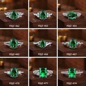 S925 Sterling Zilver Smaragd Snit Groene Koolstofrijke Diamant Ring Voor Vrouwen Luxe Ice Cut Vierkante Edelsteen Ring Zilver Ingelegde