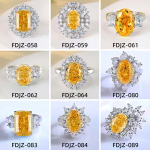 S925 Sterlingsilber Gänsegelb Zirkonia Ring Für Damen Luxus Rechteckig Oval Schliff Hochkohlenstoff Diamant Eisblume Ring