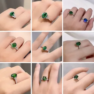 S925 sterling zilver smaragdgroene edelsteen ring luxe ontwerp elegante dames sieraden