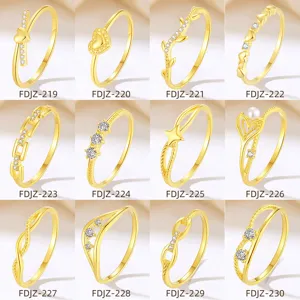 S925 Sterling Silver Gold Plated Stacking Rings Set Fashion Geometric Ins Style Jewelry