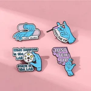 Medical theme enamel pin set, cute cartoon doctor nurse glove syringe badge, clothing decor