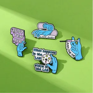 Medical theme enamel lapel pin set, funny nurse glove design metal badge for clothing decor.