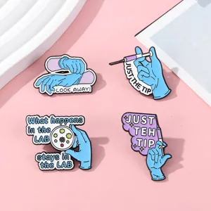 Medical theme enamel pins set cute nurse doctor cartoon metal badges apparel decor accessories