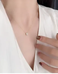 Detailaufnahme eines eleganten ovalen Moissanit-Anhängers an einer Gold-Silberkette