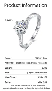 Eleganter 1 Karat Moissanit S925 Silber Twist Ring Verstellbare Grösse Damen Schmuck