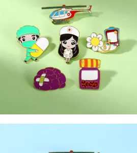 Medical series enamel pin set, cute nurse doctor metal brooches for clothes decoration.