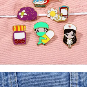 Medical series enamel pins cute nurse doctor cartoon metal brooches for clothes decoration badge