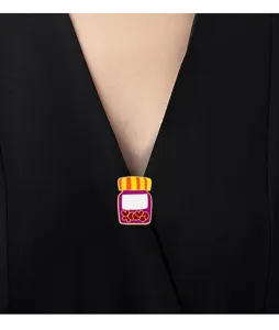 Cute metal enamel brooch pin creative jar design fashion clothing decoration accessory