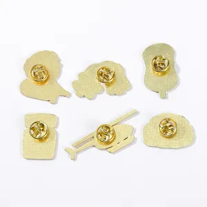 Set of 6 cute medical themed metal enamel lapel pins brooches with butterfly clutches.
