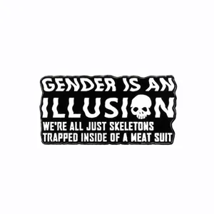 Emaille Pin mit witzigem Skelett Spruch Design, ideal für Jacken Taschen und Hüte.