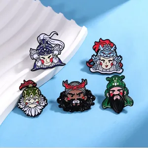 Tres Reinos Cinco Generales Tigre broche de esmalte de dibujos animados set de 5 piezas