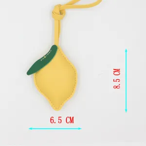 PU Leder Zitrone Schlüsselanhänger Tasche Anhänger gelbe Frucht Zubehör 8.5x6.5cm