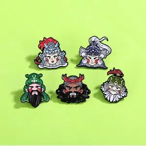 Vista de detalle del juego de pines esmaltados de dibujos, broches de aleación.