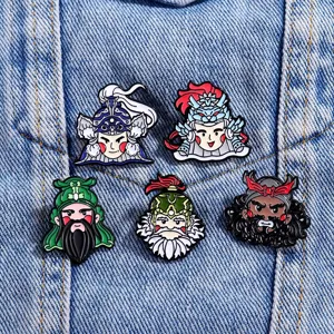Tres Reinos Cinco Generales Tigres Conjunto de Broches de Esmalte Metálico, Insignia de Dibujos.