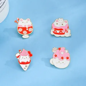 Set di spilla smaltata gatto carino, spilla in metallo gelato rosa per borsa vestiti accessorio