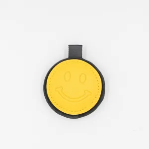 3D smiley face leather keychain and cute bag charm for women and car keys decoration.