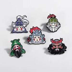 Broche de Dibujos Animados de los Cinco Generales Tigre Aleación Lindo Guan Yu Zhang Fei Zhao Yun Ma Chao Huang Zhong Insignia