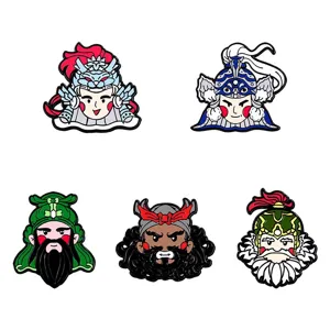Lindo juego de broches de aleación de esmalte de dibujos animados de los Tres Reinos.