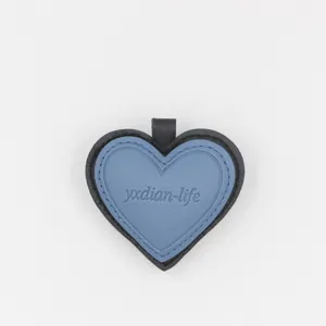 Heart keychain bag charm, stylish layered leather heart pendant for keys and cute accessories.