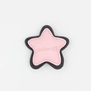 Pink black leather star patch DIY bag charm accessory stylish aesthetic decoration item piece