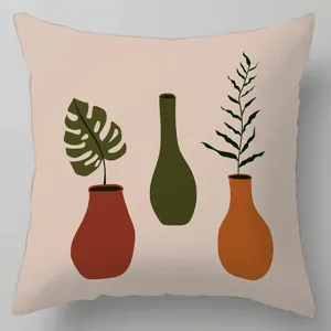 Housse de coussin botanique abstraite, coussin décoratif géométrique moderne pour canapé.