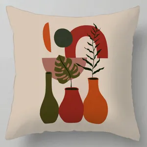 Housse de coussin geometrique abstraite florale pour canape de salon decoration maison.