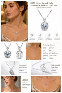 S925 sterling silver moissanite necklace with detailed product specifications list