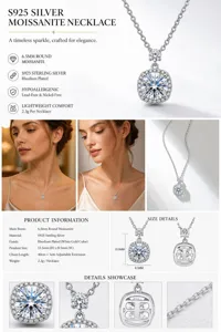 Detaillierte Spezifikationen der S925 Sterling Silber Moissanit Halskette im Detail