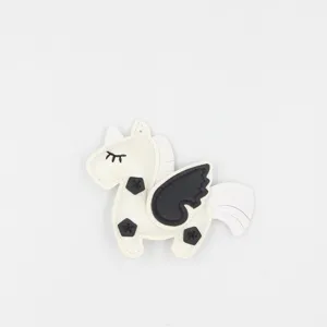 Lindo llavero colgante de bolso pegaso de cuero negro y blanco accesorio elegante