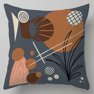 Housse de coussin à motif floral géométrique abstrait, décoration d'intérieur moderne.