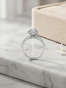 Exquisite floral halo silver ring detail showcasing sparkling pavé stones and elegant cross band.