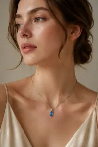 Elegant 925 sterling silver marquise blue crystal pendant necklace for women minimalist style