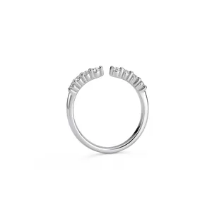 925 silver moissanite half circle open ring dainty stackable jewelry for women and girls daily wear