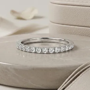 Minimalist 925 Sterling Silver Moissanite Half Eternity Ring For Women Dainty Stackable Sparkling Band Jewelry Gift