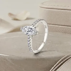 Minimalistische 925 Sterling Zilveren Marquise Moissaniet Ring Voor Dames 1 Karaat Marquise Geslepen Diamanten Verlovingsring Sieraden