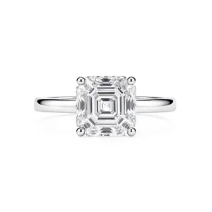 Elegante Anello in Moissanite Taglio Asscher 6mm in Argento S925 Minimalista Donna