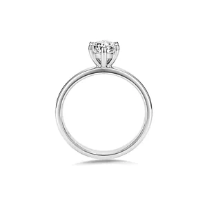 Classic 1-carat moissanite six-prong sterling silver ring for elegant daily wear.