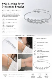 Elegantes S925 Sterling Silber Moissanit Armband für Damen, glänzender Schmuck Geschenk.