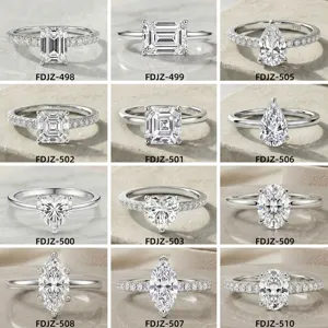 GRA S925 Sterling Silver Moissanite Ring For Women Sparkling Fancy Cut Emerald Heart Pear Shape Wedding Engagement Ring Niche Design Fine Jewelry